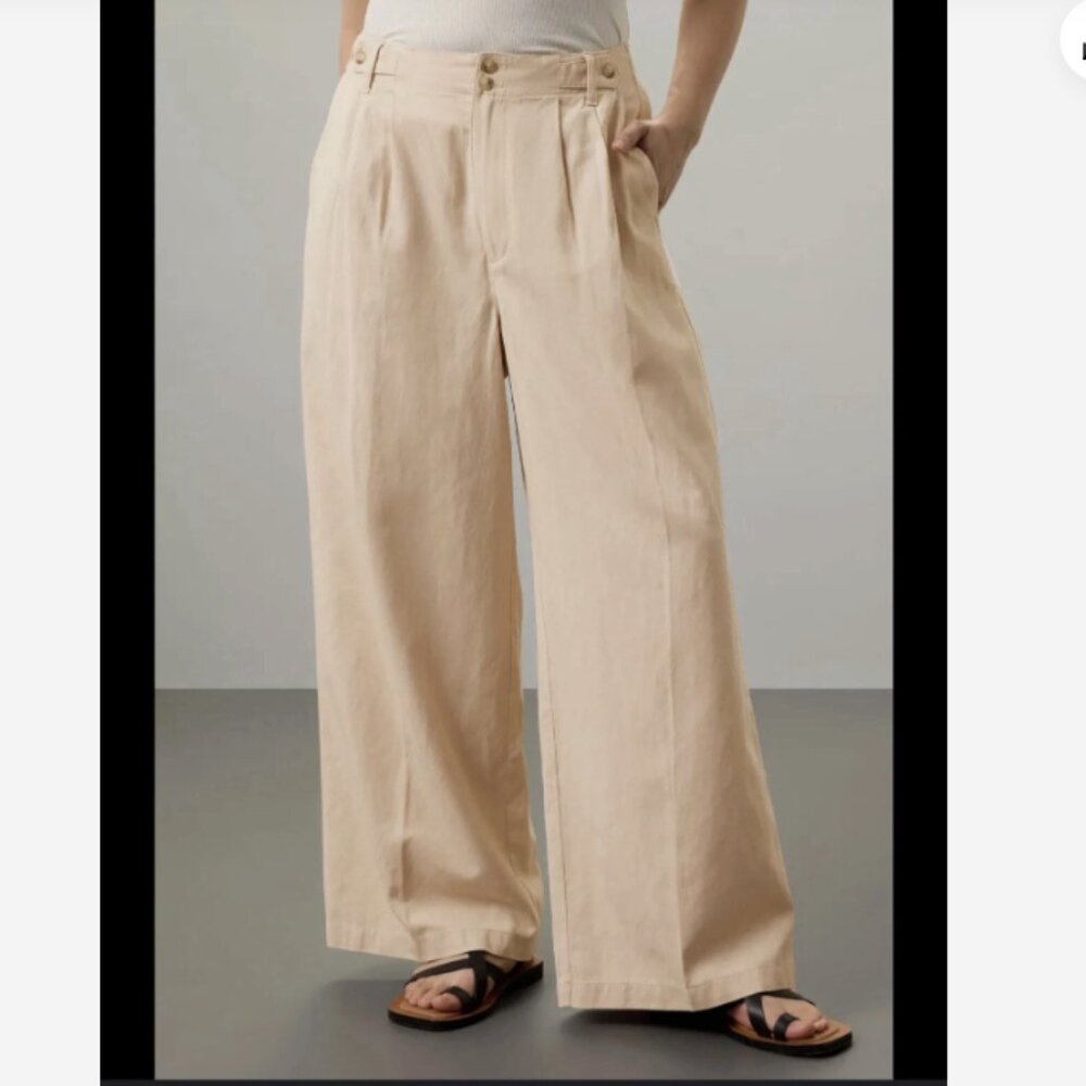 Madewell Harlow Superwide-Leg Trouser Light Neutral Brushed Twill Granola Girl 8